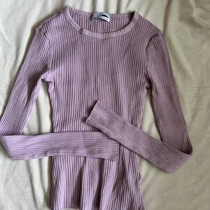 Urban Outfitters Long Sleeve Ribbed Top Purple